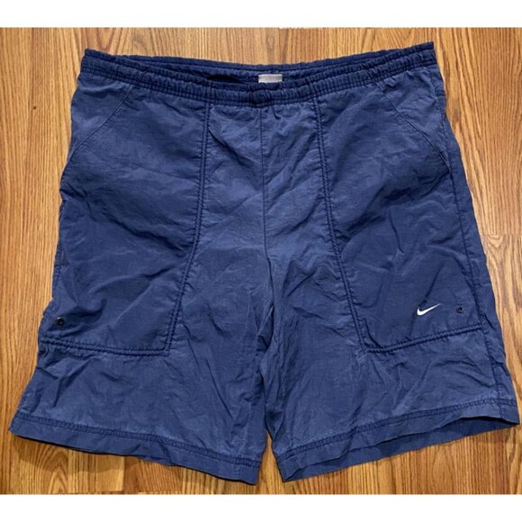 Vtg Nike Men M Navy Board Shorts Beach Swim Trunks - Picture 2 of 9